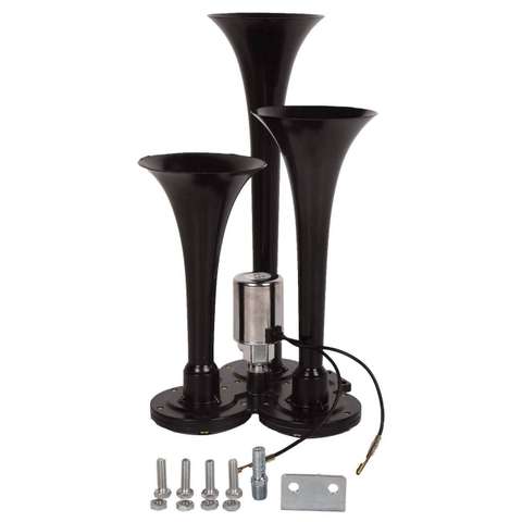Train Air Horn 3 Trumpets Black for Truck / Car / SUV Loud Sound 12V / 24V